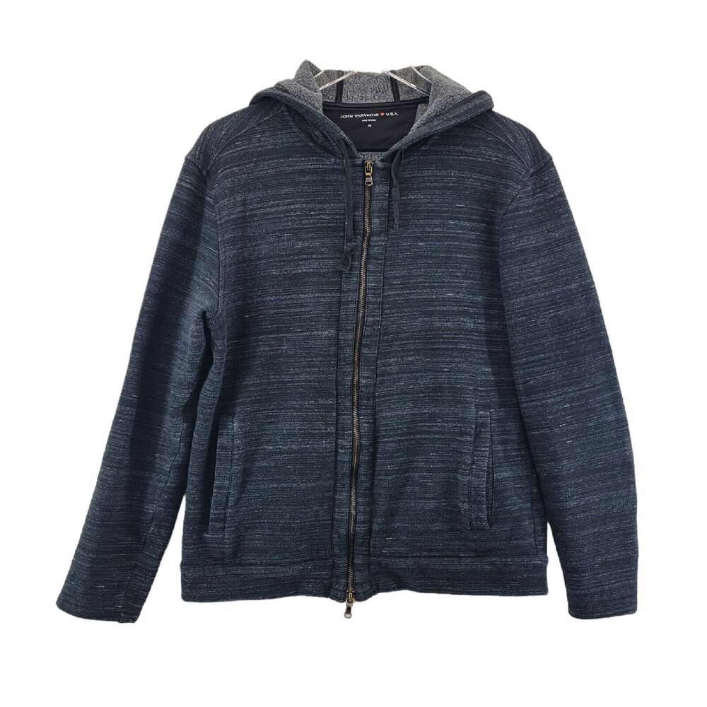 John Varvatos Star USA Mens Full Zip Hoodie Sweatshirt‎ Gray Space Dye Sz Medium